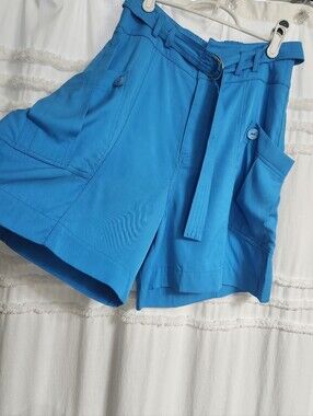 NWT MARINA V Bright Blue  High-Waist Belted Women's Shorts. Size Small